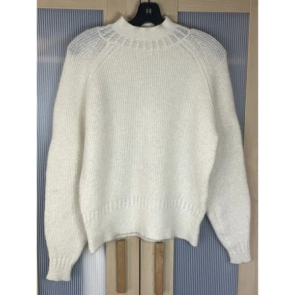 Sézane Otis Jumper Sweater Women's XS Baby Alpaca Preppy Top Designer White - Picture 3 of 9
